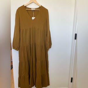 Universal Thread Tiered Midi Dress Brown Size M NWT